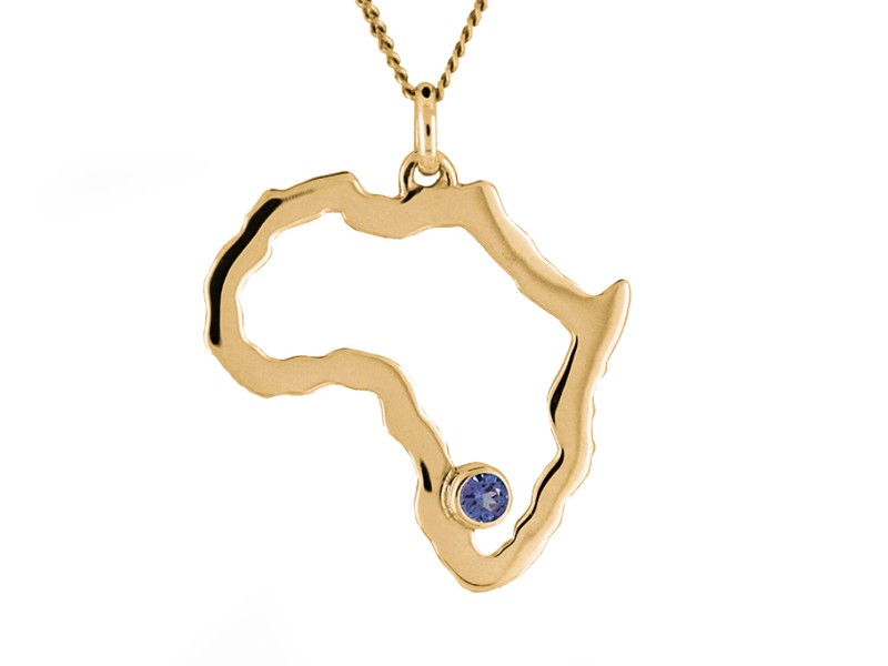 Tanzanite in Africa Pendant - Yellow Gold